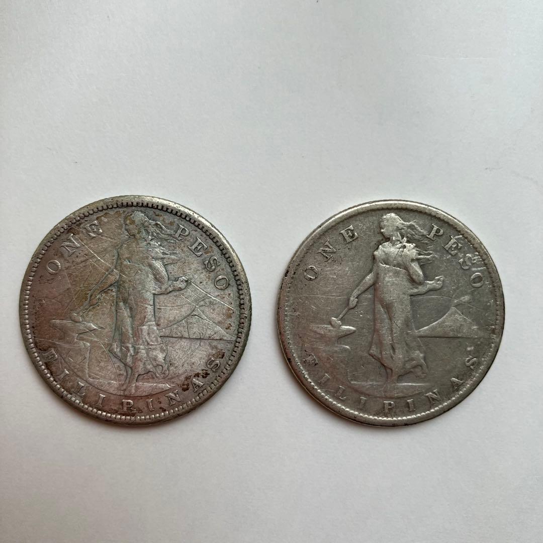 【軽部剛さま専用】1908年 フィリピン 1ペソ 通貨 2枚セット