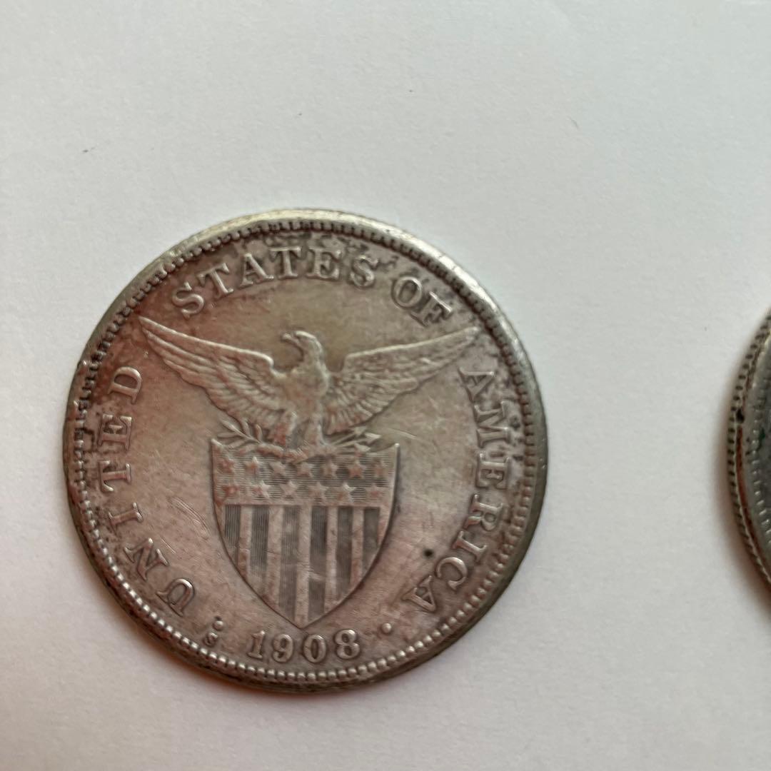【軽部剛さま専用】1908年 フィリピン 1ペソ 通貨 2枚セット
