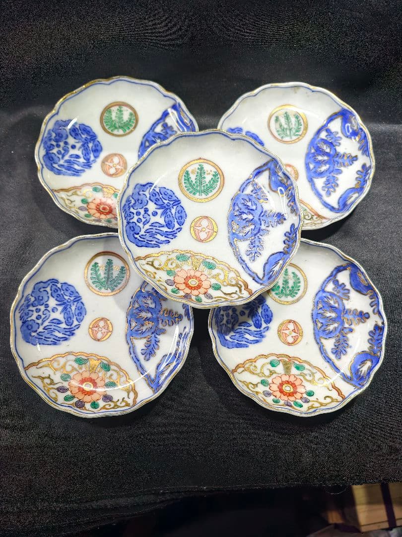 古伊万里 金襴手小皿 色絵金彩 手描き 明治骨董 旧家蔵出し美品 蒐集家