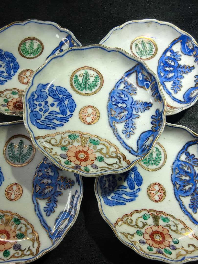 古伊万里 金襴手小皿 色絵金彩 手描き 明治骨董 旧家蔵出し美品 蒐集家