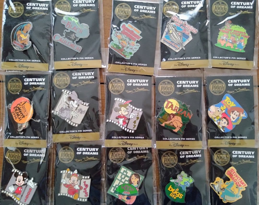レア！レトロ★ディズニーストア★ウォルト生誕100周ピンバッジ★フルコンプセット