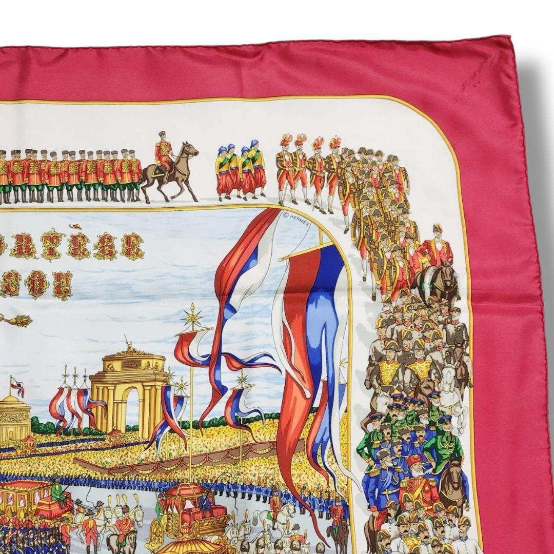 【良品 カレ90】エルメス 大判スカーフ《モスクワ大行進》馬車 兵隊 タグ付き