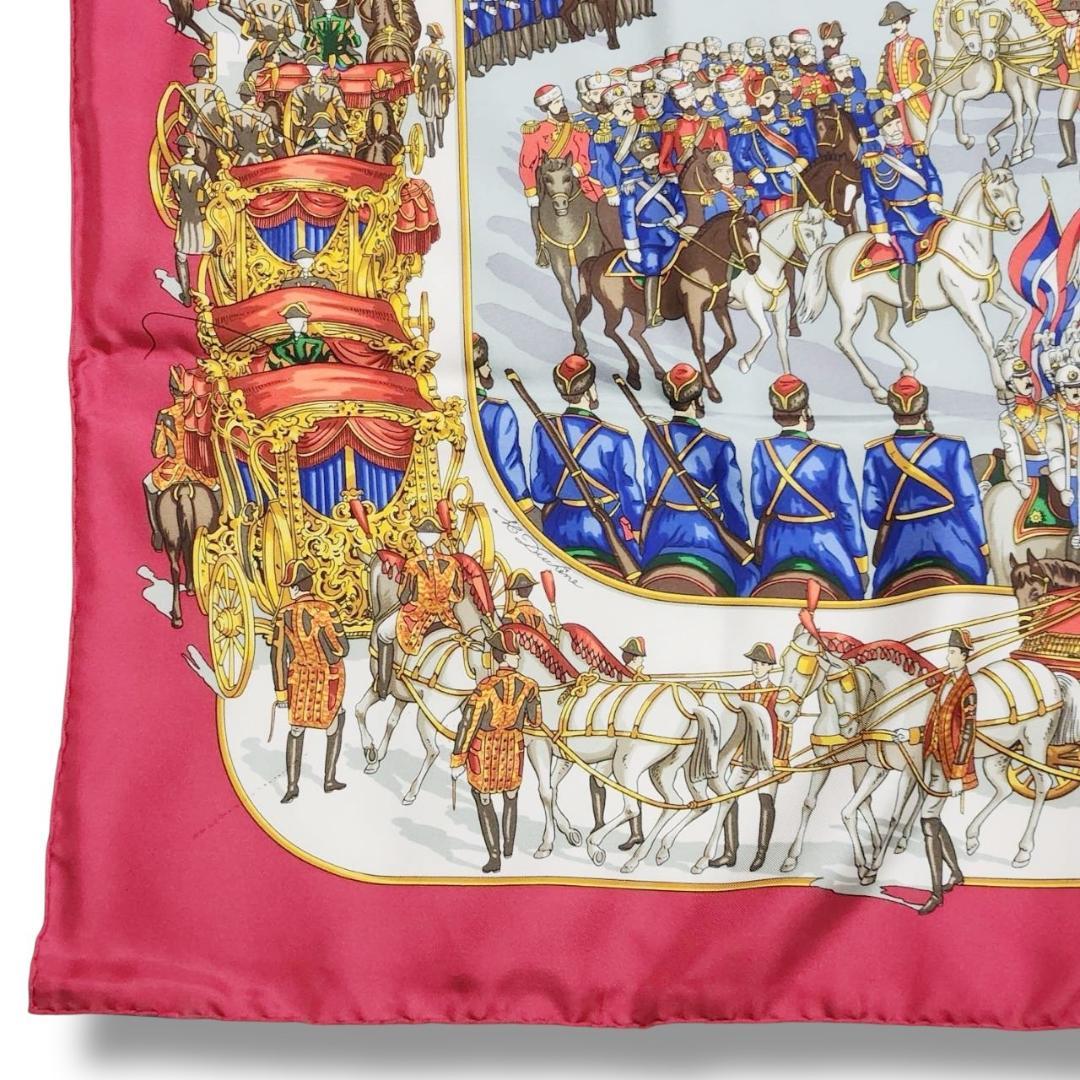 【良品 カレ90】エルメス 大判スカーフ《モスクワ大行進》馬車 兵隊 タグ付き