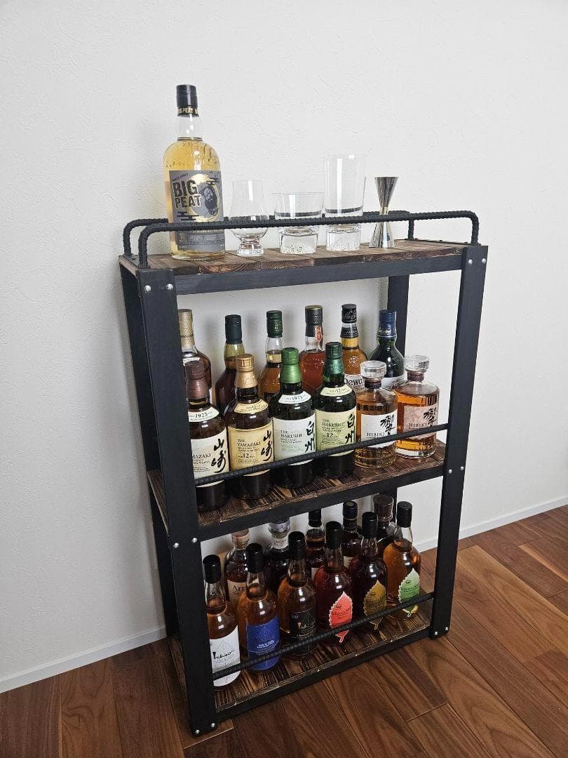 ウィスキーラック 男前インテリア 棚 インダストリアル 収納 お酒 多肉