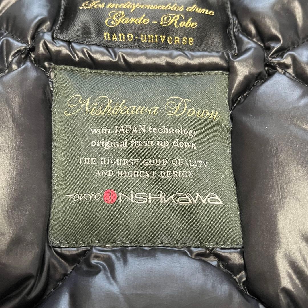 美品】ナノユニバース 西川ダウンモッズコート ラクーンファーブラック