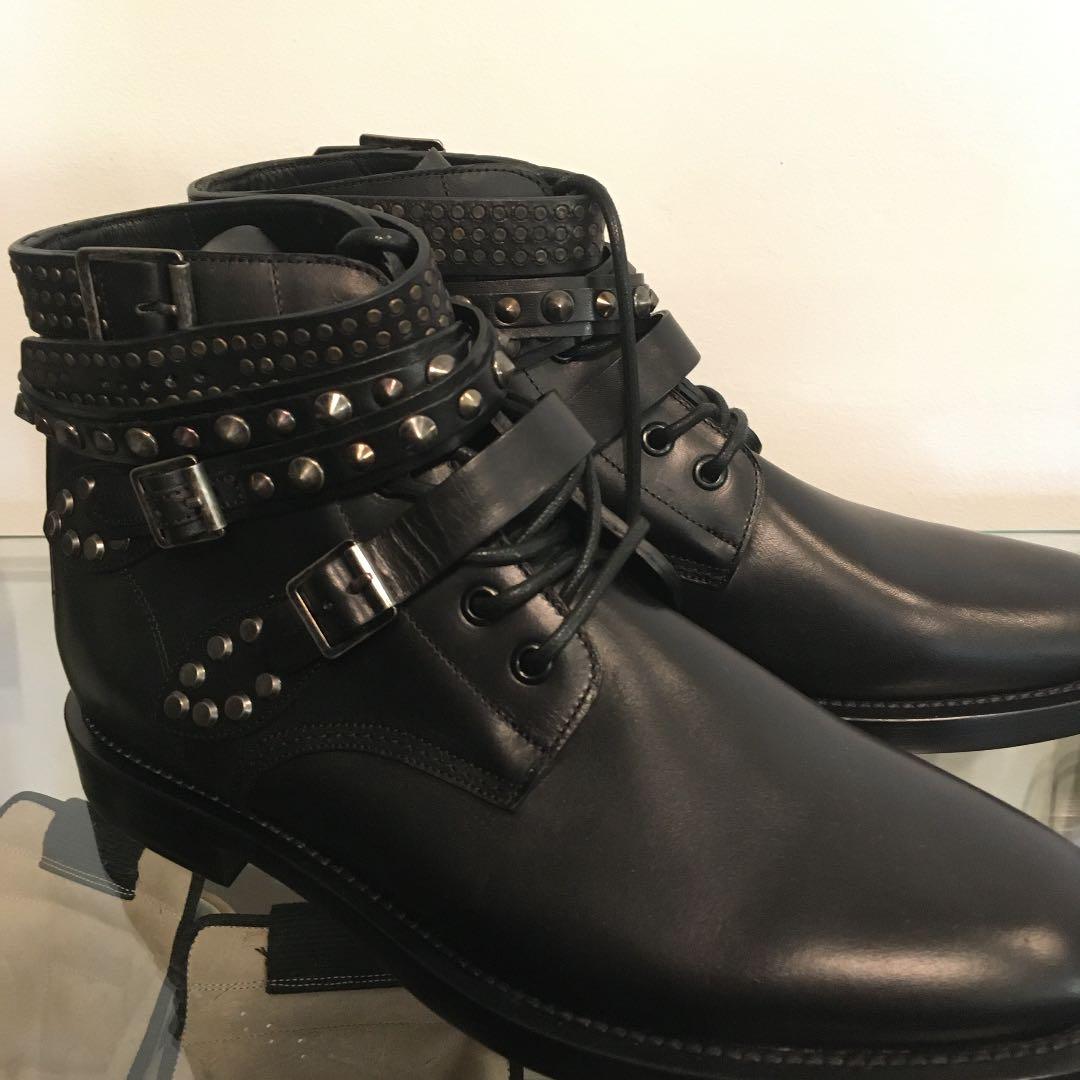 新品未使用エディスリマン期サンローランパリ巻きスタッズブーツロック