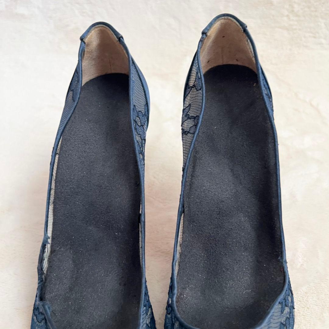 クリスチャンルブタン サテン レース　花柄　ヒール 36 1/2　23.5cm