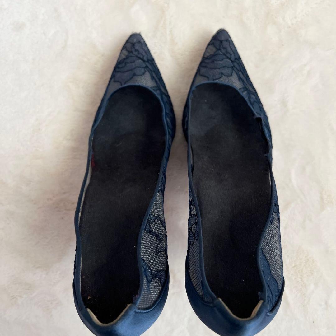 クリスチャンルブタン サテン レース　花柄　ヒール 36 1/2　23.5cm