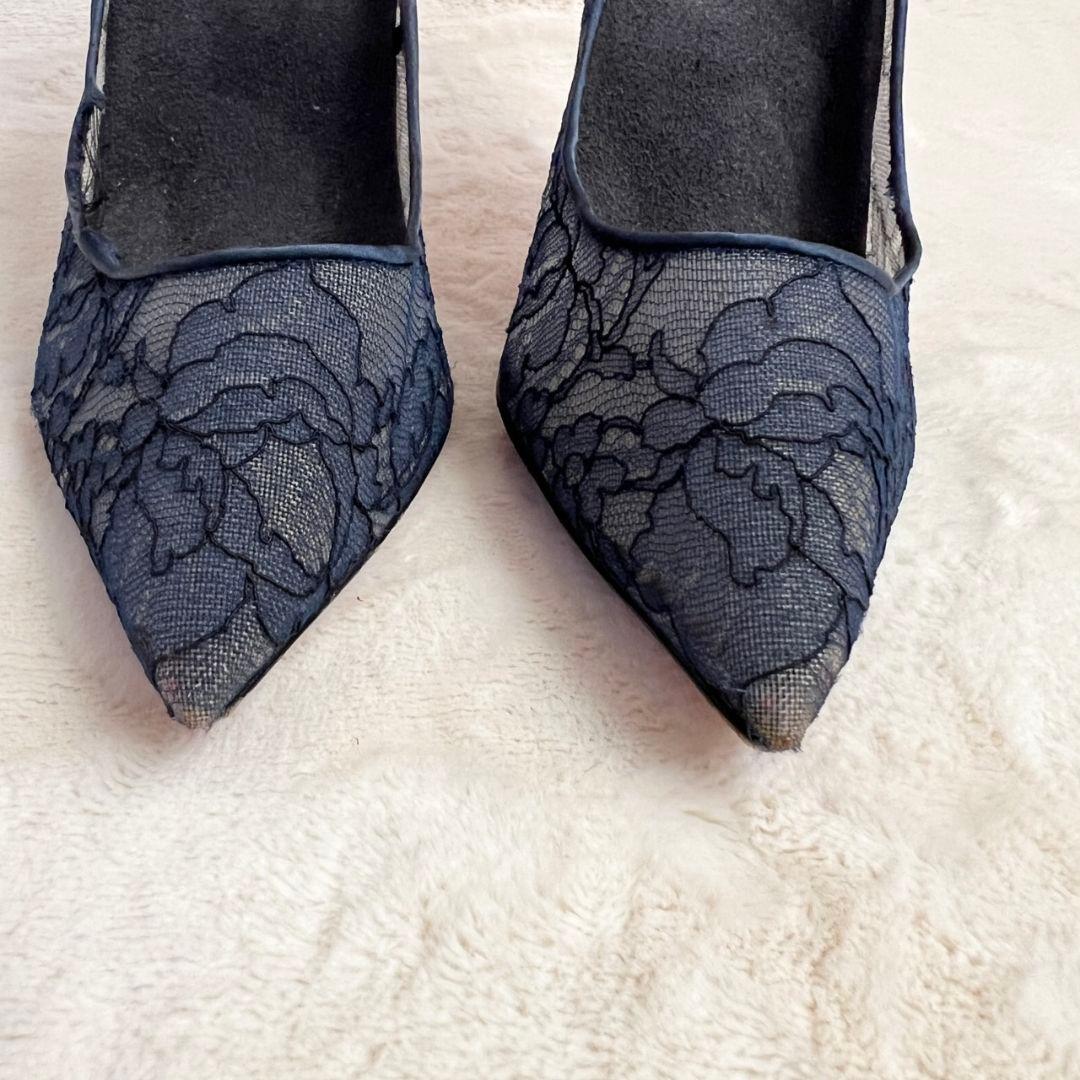 クリスチャンルブタン サテン レース　花柄　ヒール 36 1/2　23.5cm