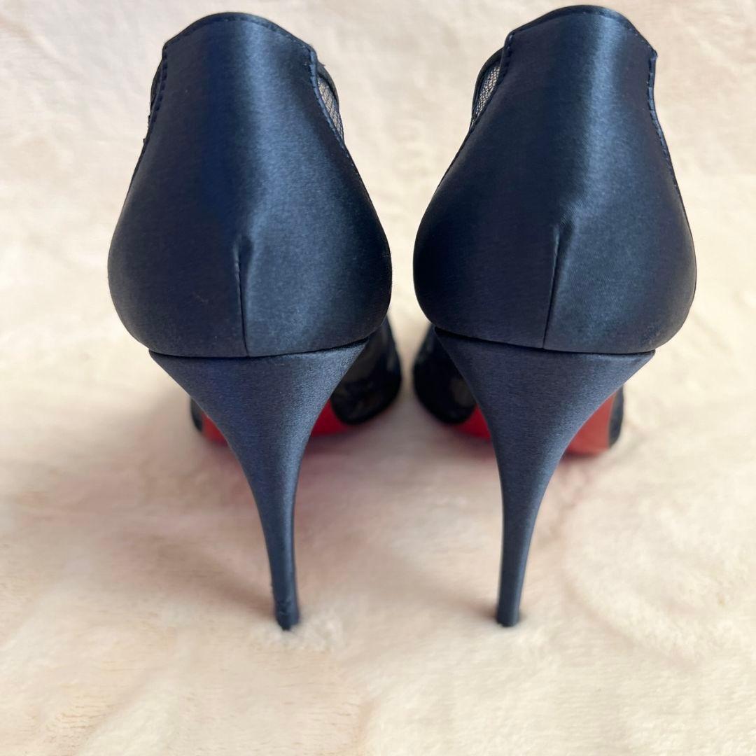 クリスチャンルブタン サテン レース　花柄　ヒール 36 1/2　23.5cm