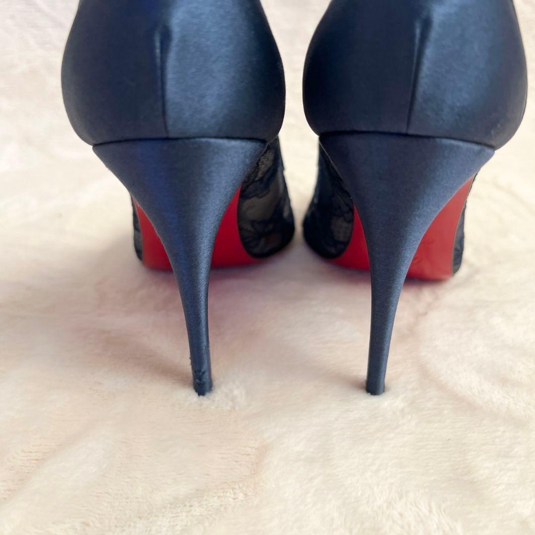 クリスチャンルブタン サテン レース　花柄　ヒール 36 1/2　23.5cm