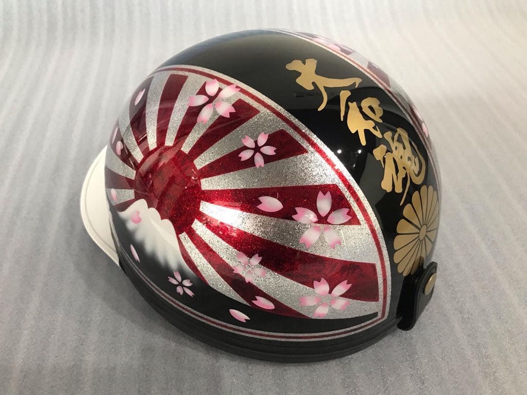 桜 富士日章 コルク半 ヘルメット カスタム 旭風防 短風防 アルフィン