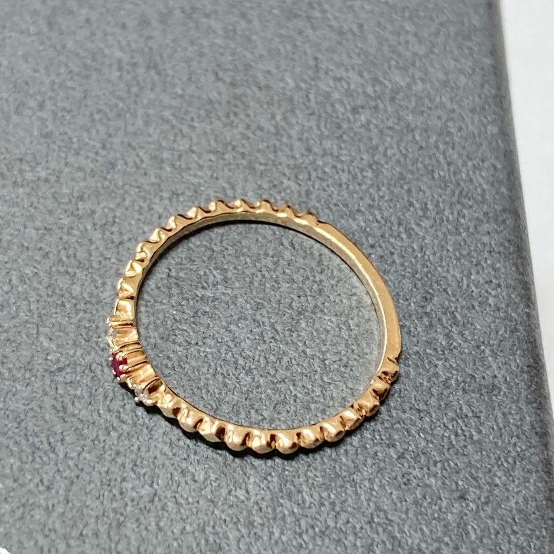 Jouete】K10YG ルビー×ダイヤ ウェーブ ピンキーリング 3号 ✨ - メルカリ