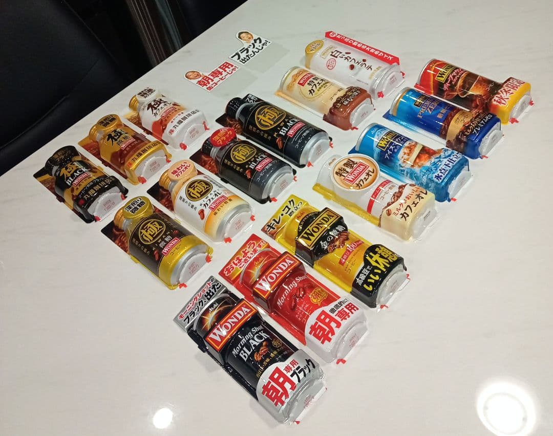 自販機ダミー】アサヒWONDAシリーズ新品16枚＋千鳥POP(レア、非売品