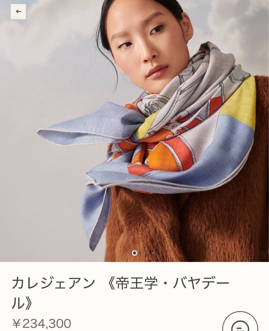 エルメス カレジェアン 帝王学・バヤデール カシシル スカーフ 140