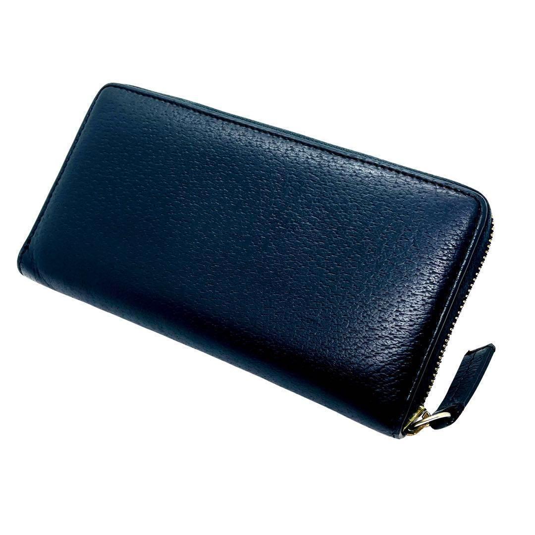 一点物 正規品 グッチ 長財布 ラウンドジップ アニマリエ ビー レザー