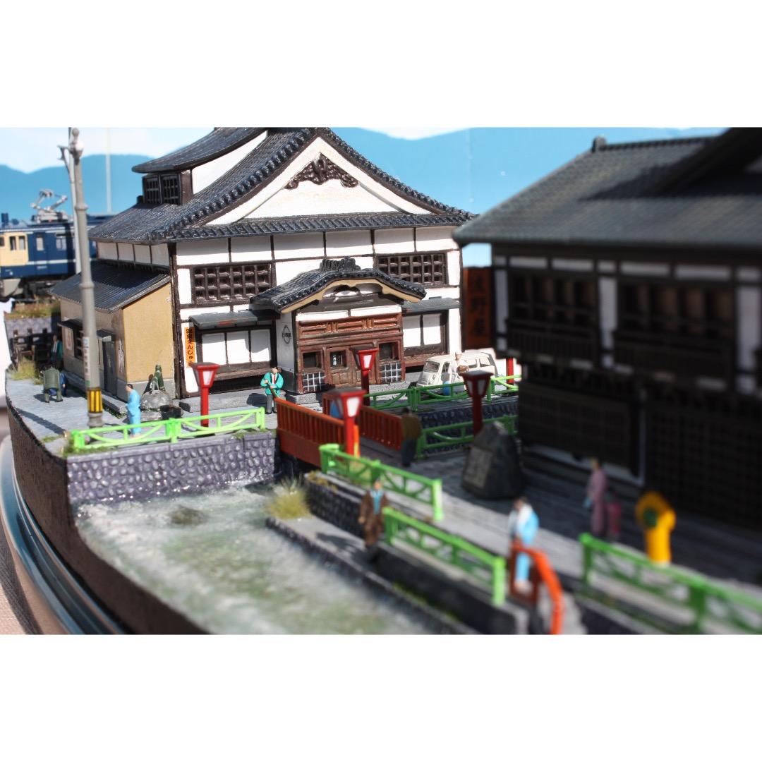 Nゲージ ジオラマ 「温泉街の風景」 建物内照明付き ストラクチャー 鉄道模型
