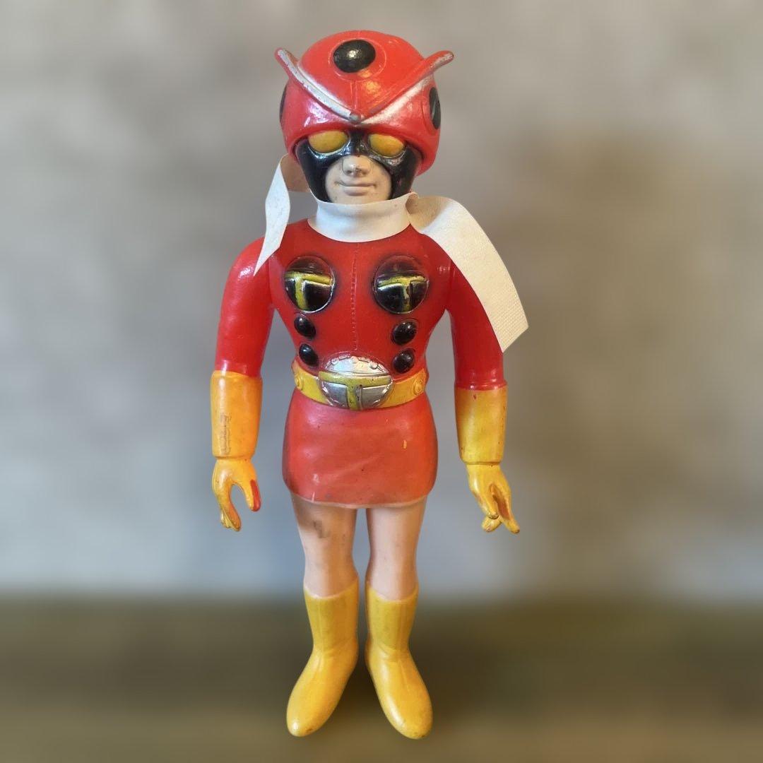 電波人間タックル　ソフビ　当時物　約13センチ Yahoo!オークション - 電波人間 タックル ポピー ソフビ 仮面ライダー