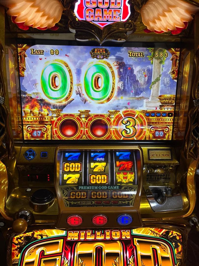 【なー送料無料】名機！ミリオンゴッド 神々の凱旋 ユニバーサル 不要機付