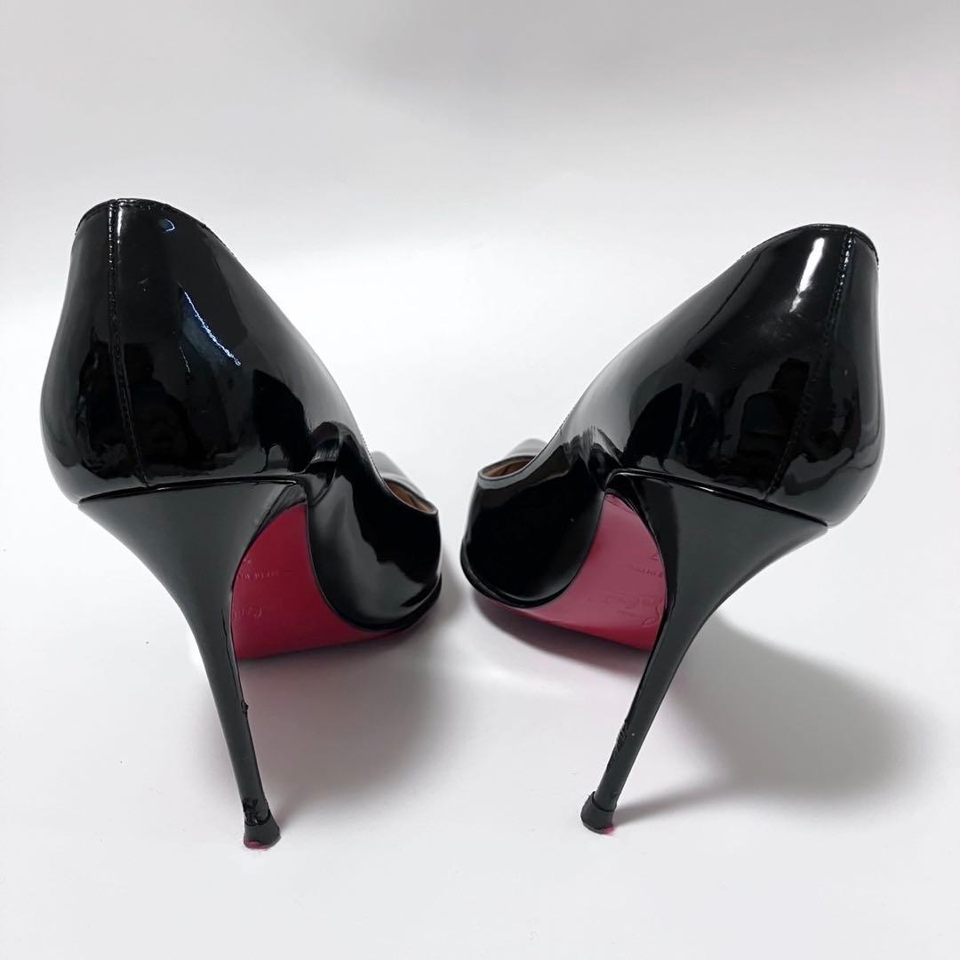 美品 Louboutin ルブタン ポインテッドトゥ パテントレザー ハイヒール