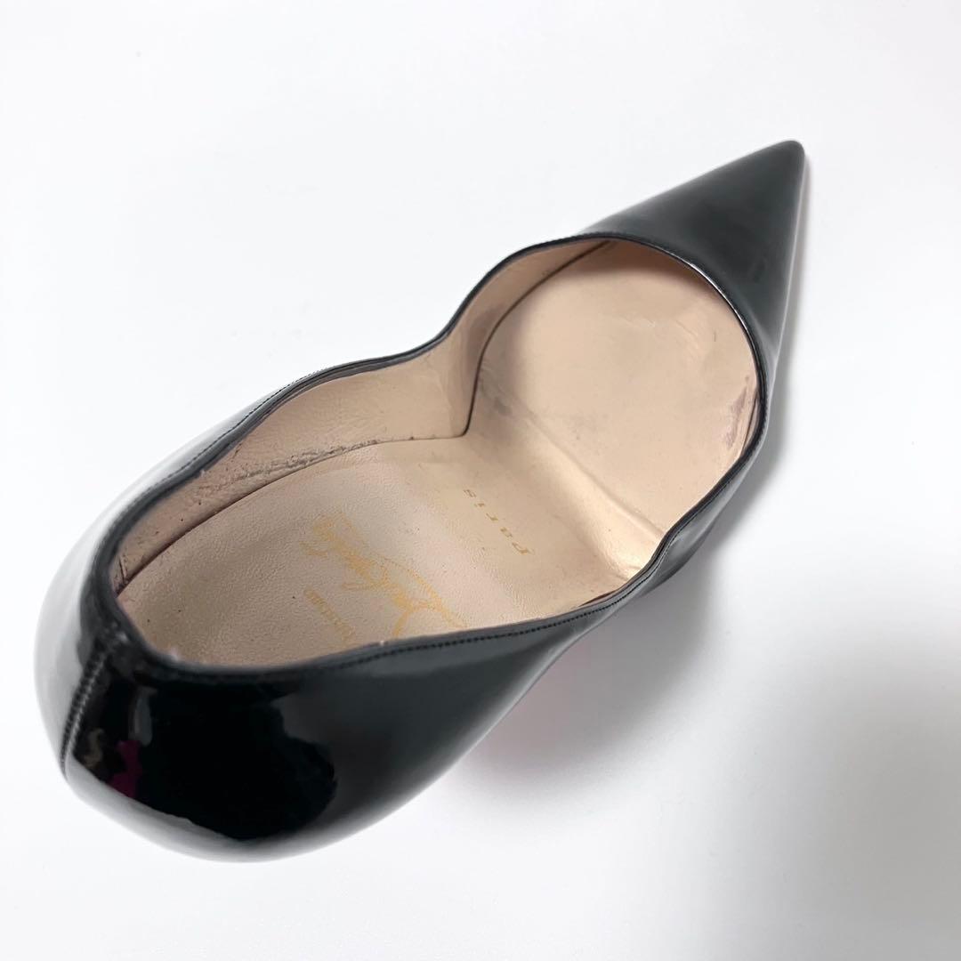 美品 Louboutin ルブタン ポインテッドトゥ パテントレザー ハイヒール