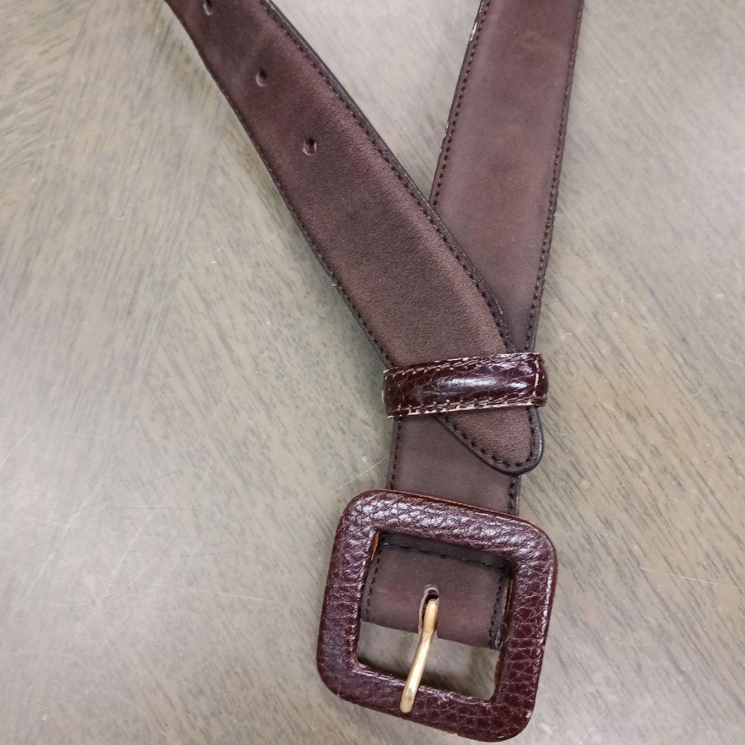 婦人ブルックスブラザーズブラウンヌバックベルト used イタリア製の