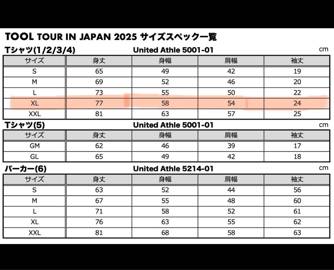 TOOL トゥール 2025 来日公演 会場限定Tシャツ サイズ：XL