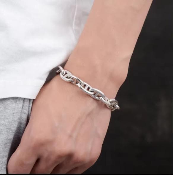 シェーヌダンクル風シルバーリングチェーンブレスレット - メルカリ