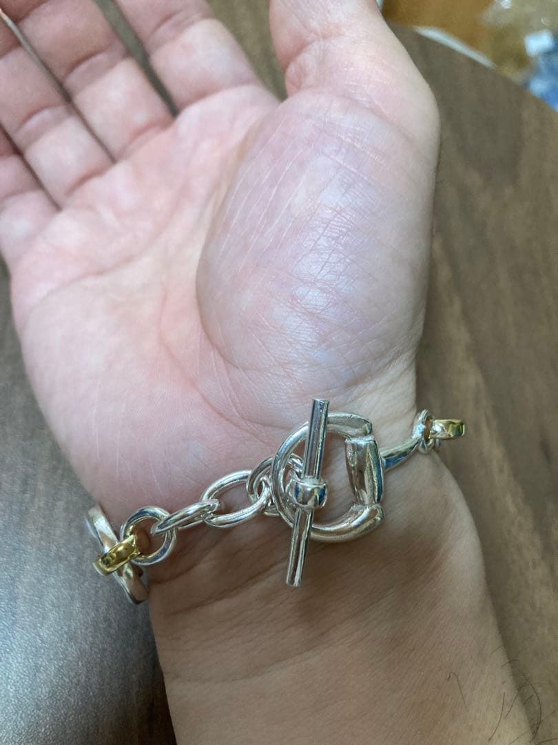 270真鍮シルバー925コンビホースビットブレスレット - メルカリ