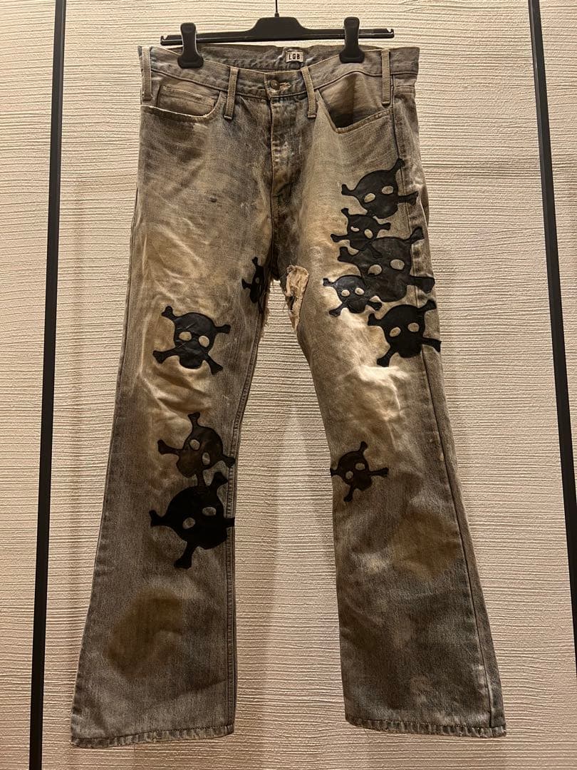 00s L.G.B. CRAZY WOLF SKULL DENIM PANTS - メルカリ