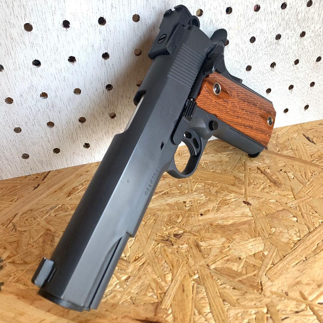 S2S M1911 ハンドガン エアコッキング ブラック シルバー木製柄グリップ 完売】WA【コルト】M1911 ブラックアーミー 木製グリップ付 【WESTERN