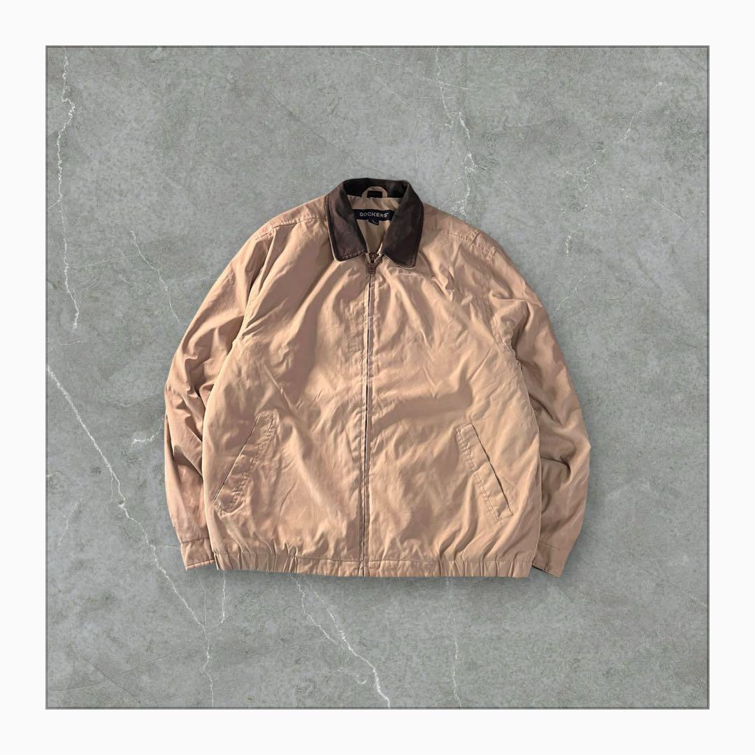 90sDockersドッカーズ短丈中綿レザーハリントンジャケットスイング