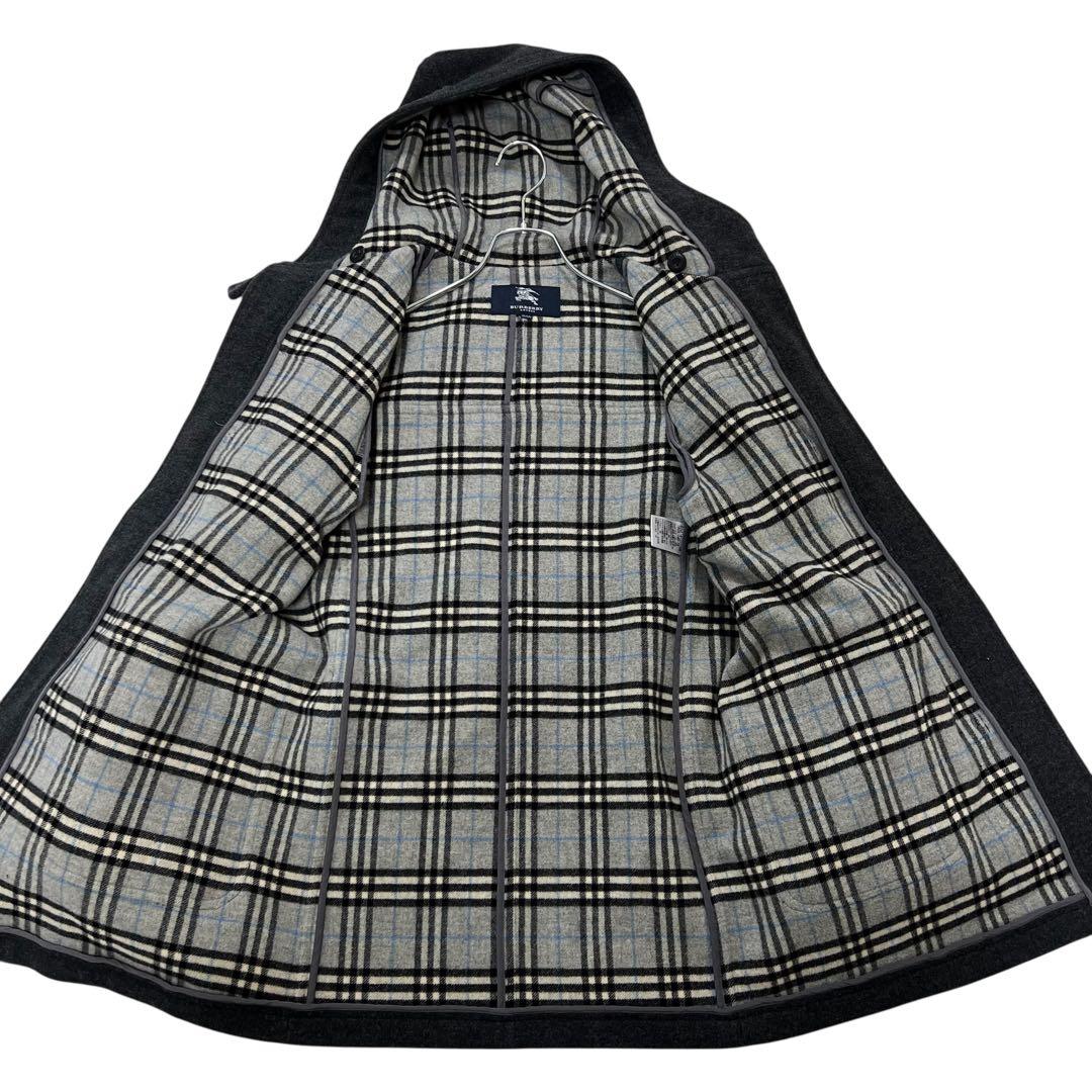 バーバリーロンドン ダッフルコート M相当160A チャコールグレー チェック