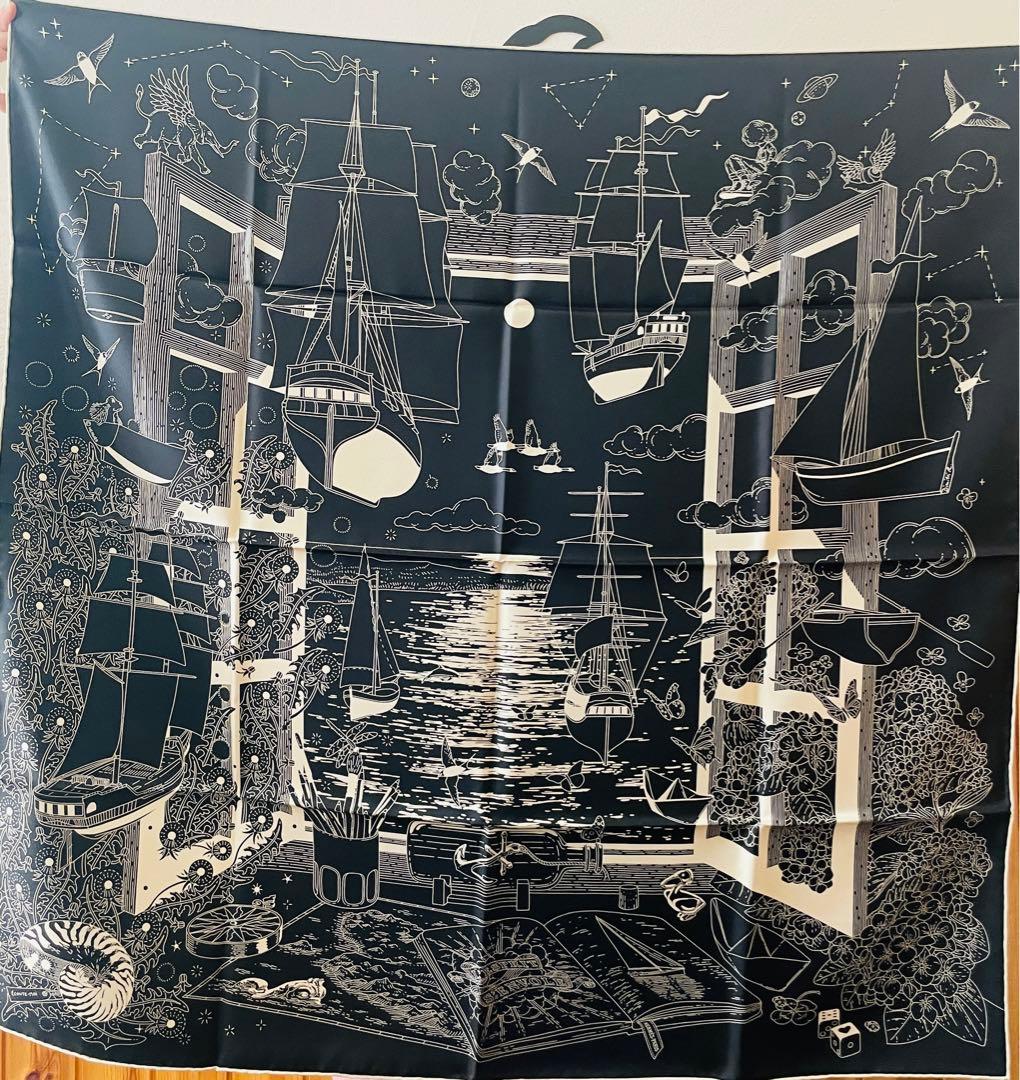 新品 エルメス 2026春夏 カレ 90 エスプリの旅立ち 黒・ブラック