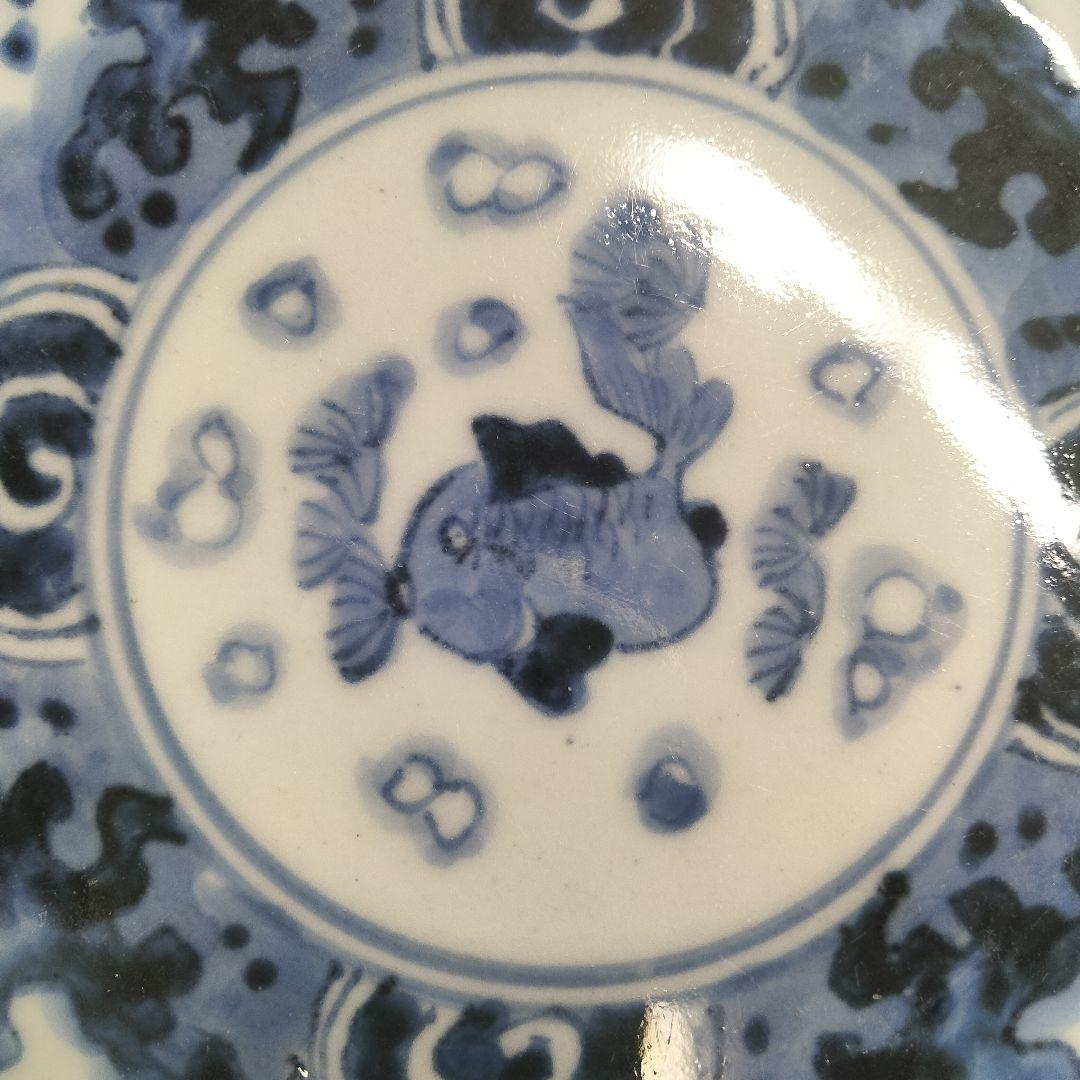 Y556-6 明治期 古伊万里 染付 中皿 魚文 直径17㎝ QQQ - メルカリ