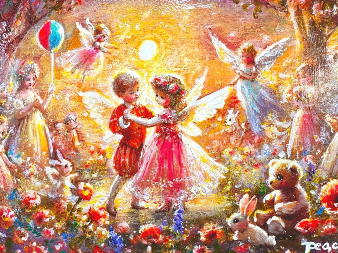 絵画原画《夕陽の祝福》VALENTINE STORY 小さな恋の伽草子