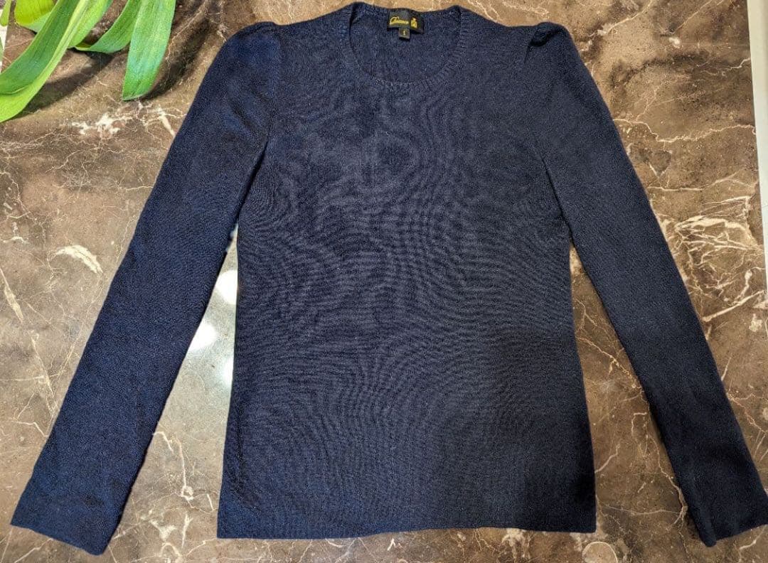 drawer ドゥロワー カシミヤ ネイビー パフスリーブニット 神崎恵