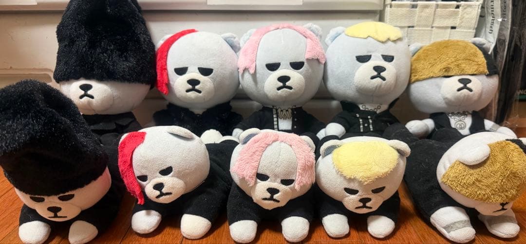 KRUNK×BIGBANG 5体セット 寝そべりパスケース おすわり ぬいぐるみ