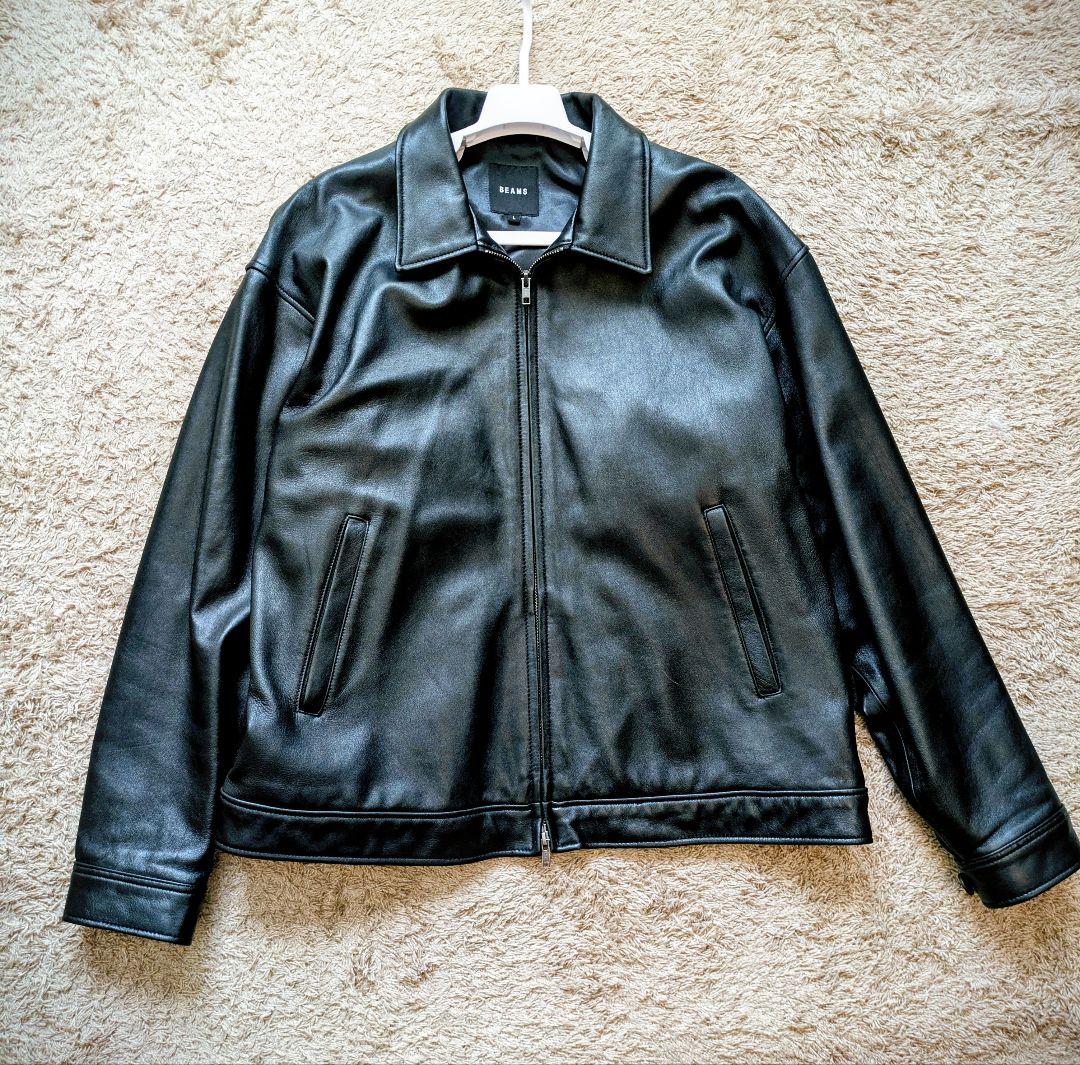 beams ビームス レザー ジップブルゾン　Lサイズ BEAMS（ビームス）レザー ジップブルゾン【ワイドフィット】（ブルゾン