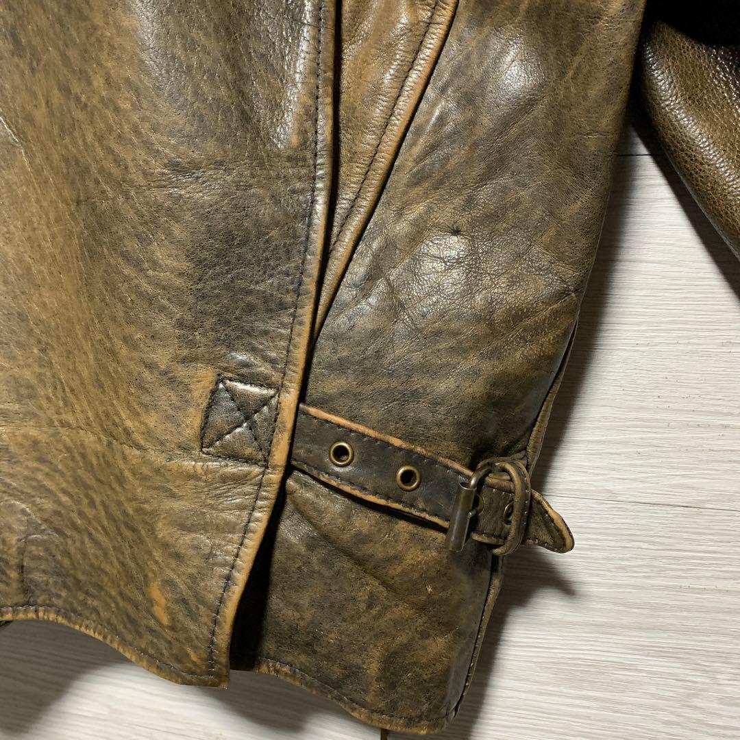 ヴィンテージ 90s 本革 A-2 鬼フェード 光沢 レザー フライト