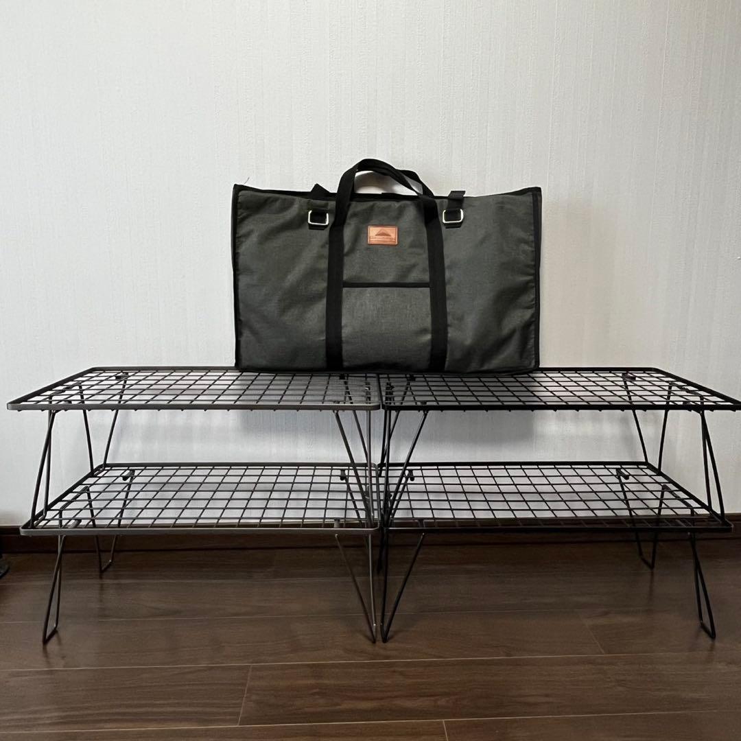 ユニフレーム フィールドラック ブラック2個＋別注RAWカラー2個 収納袋付き