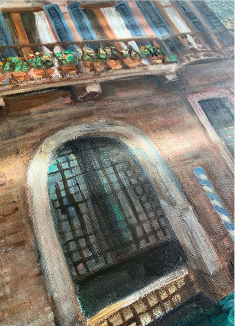 絵画美術　TOMIE作　イタリア　ヴェネツィア　油彩直筆画　サイン　額装品