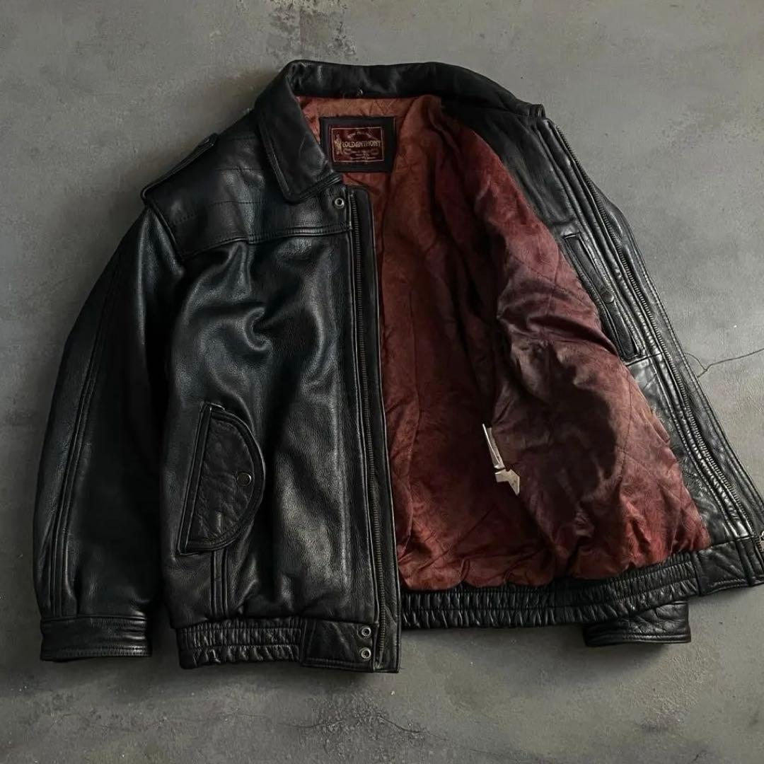 type battle ”牛革“ 黒“ heavy “bomber jacket