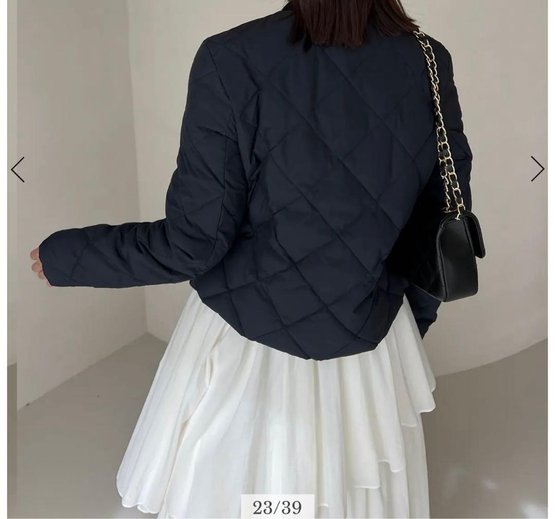 anuans taion ノーカラーキルティングショートダウン NAVY - メルカリ