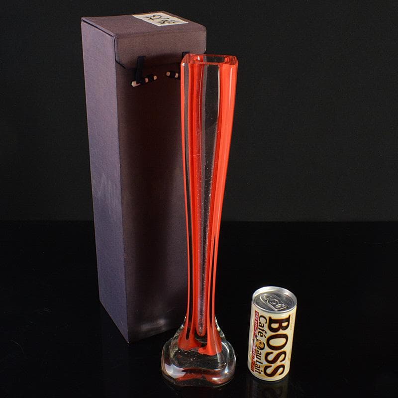 工芸ガラス　岩田ルリ　一輪挿　花器　花瓶　M　R6686 Yahoo!オークション -「岩田ガラス花瓶」の落札相場・落札価格