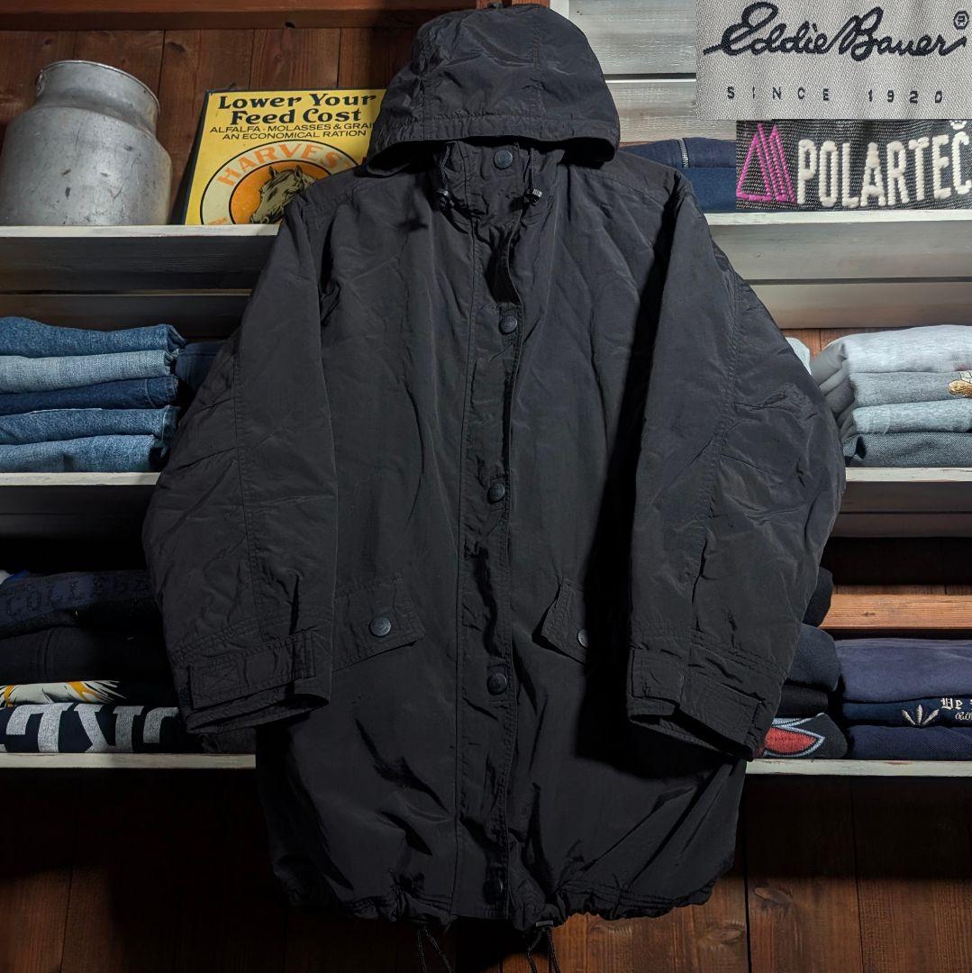 90s　Eddie Bauer　ブラックシェル　モンスターパーカー　ドローコード 古着 80～90年代 エディーバウアー Eddie Bauer 黒タグ マウンテン