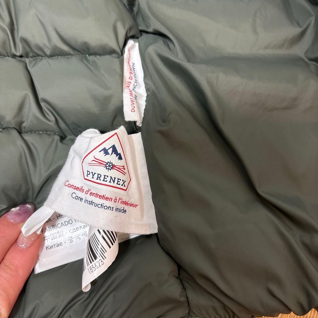 ピレネックス 38サイズ軽量ダウンジャケット オリーブグリーン 収納袋