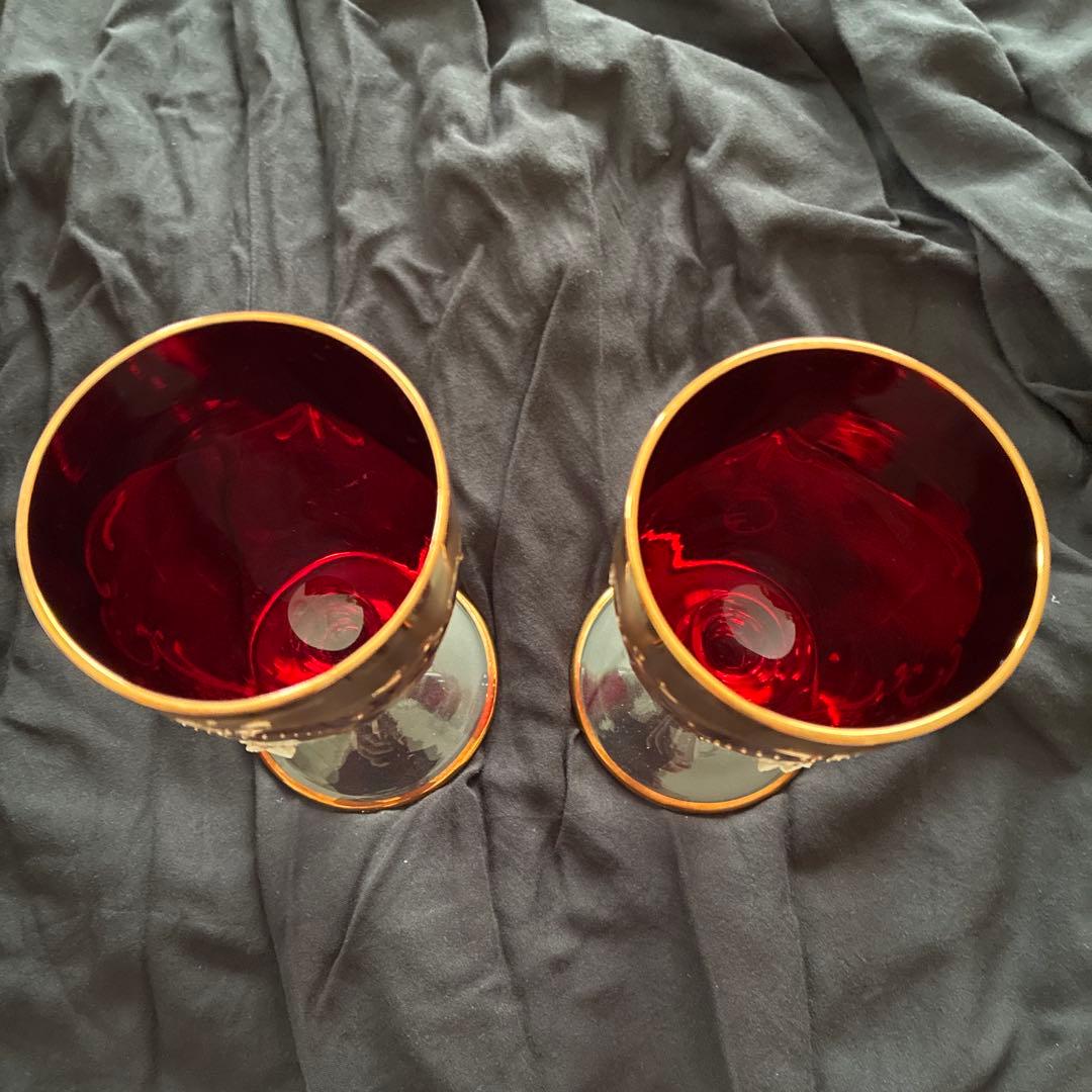 ベネチアングラス 24金 ペアグラス ヴェネチアン 赤色 ラグーナムラノ