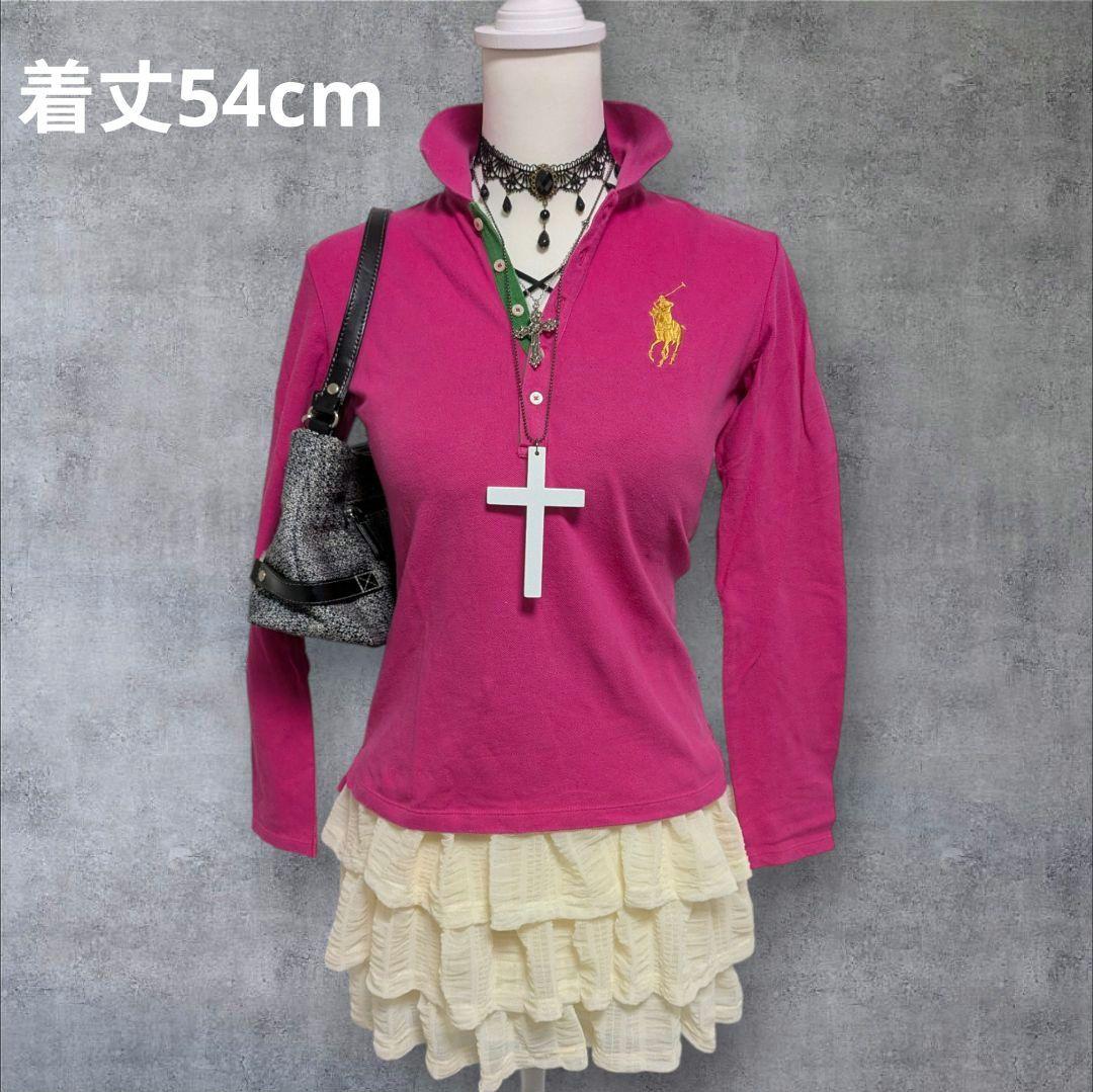 y2k ラルフローレン ピチポロ ビックポニー ピンク 平成ギャル