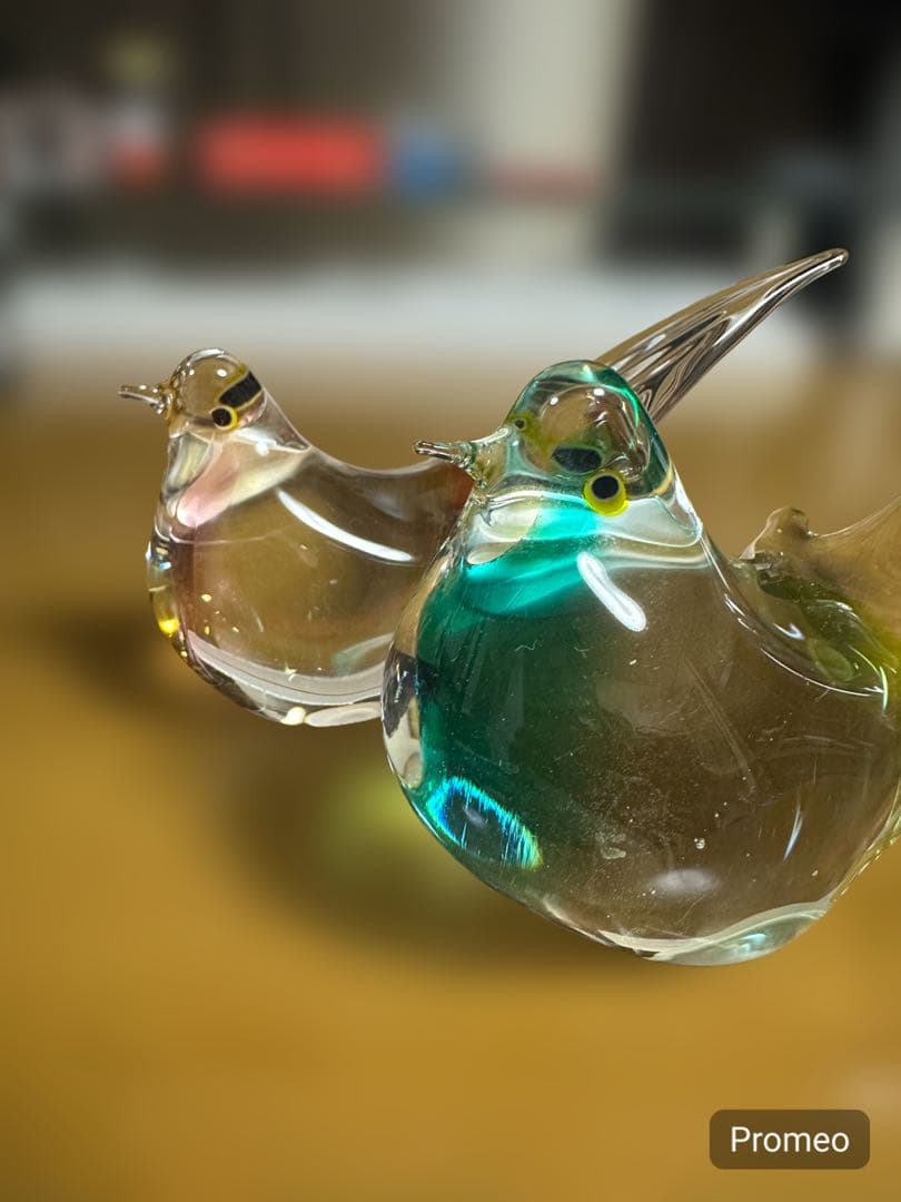 ガラス細工 鳥 置物 2体セット クリスタル オブジェ インテリア - メルカリ